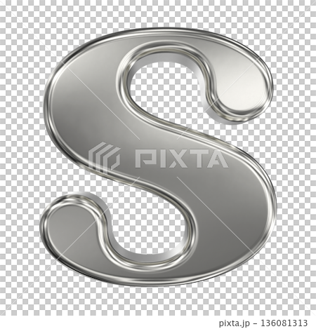 3d silver metal silver chrome letter s isolated on white 3d silver metal silver chrome letter s isolated on white 136081313