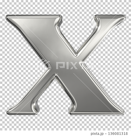 metal 3d silver letter x isolated on white metal 3d silver letter x isolated on white 136081318