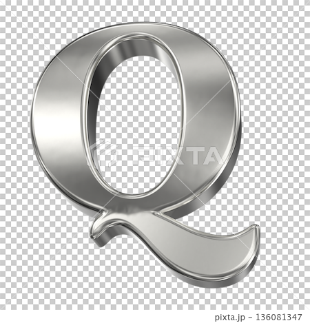 3d silverletter Q alphabet with chain isolated on white 3d silverletter Q alphabet with chain isolated on white 136081347