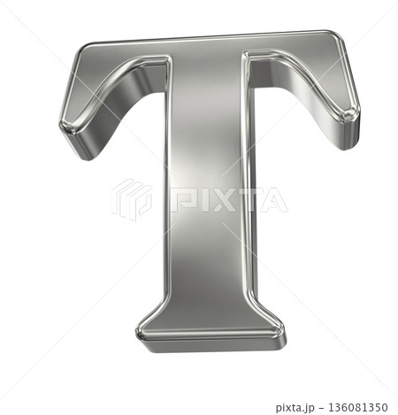 3d silver letter T with white  background 136081350