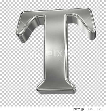 3d silver letter T with white  background 136081350