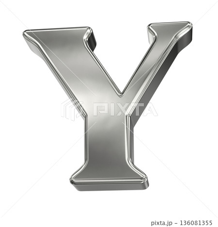 3d silver metal letter y on white background 3d silver metal letter y on white background 136081355