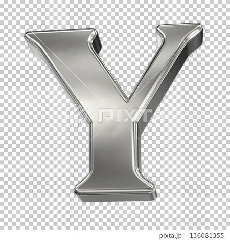 3d silver metal letter y on white background 3d silver metal letter y on white background 136081355