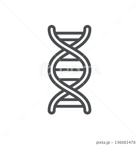 DNA Gene Editing Icon. Outline DNA Helix with Inner Strand, Representing CRISPR Genetic Engineering, Biotechnology, Genome Modification. Isolated Line Vector Symbol. 136081478