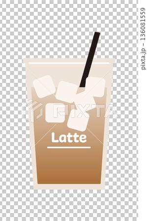 一張簡單的外帶冰拿鐵的向量插圖。 136081559