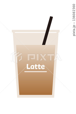 シンプルなテイクアウト用アイスラテのベクターイラスト。 シンプルなテイクアウト用アイスラテのベクターイラスト。 136081560