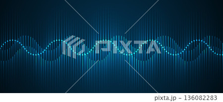 Futuristic science and technology background, DNA spiral strands, connected neural web Futuristic science and technology background, DNA spiral strands, connected neural web 136082283