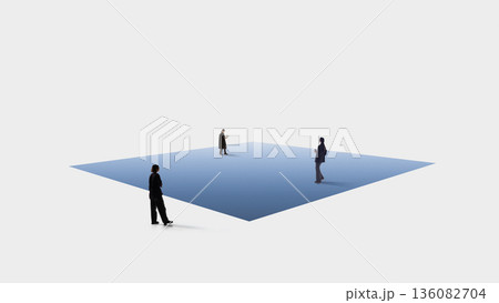 Modern poster with professionals separated in abstract corporate space 136082704