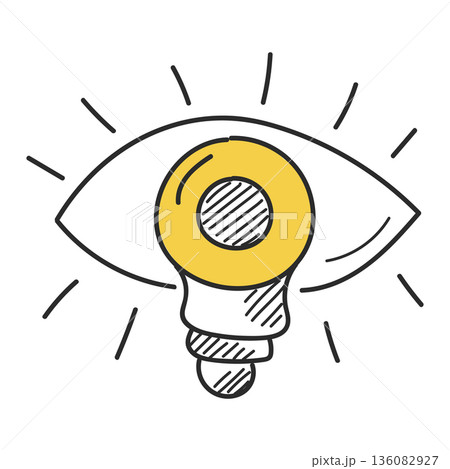 Human eye with lightbulb doodle icon Human eye with lightbulb doodle icon 136082927
