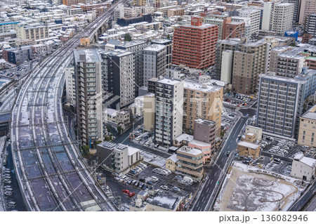 仙台AER展望台 雪化粧の街並みと鉄道風景 仙台AER展望台 雪化粧の街並みと鉄道風景 136082946