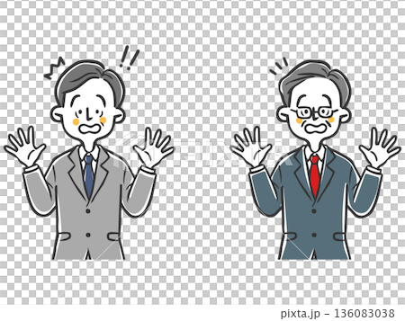 Surprised middle-aged businessman upper body vector 136083038