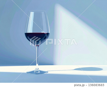 Crystal glass. Wine Glass filled with red wine on white background. Sunny reflections. Crystal glass. Wine Glass filled with red wine on white background. Sunny reflections. 136083683
