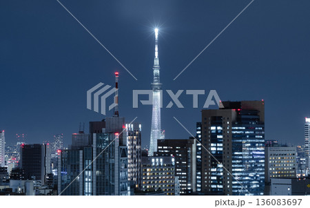 スカイツリーと夜景 スカイツリーと夜景 136083697