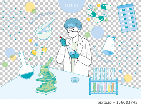 研究者・実験をする人 イラストセット 研究者・実験をする人 イラストセット 136083745