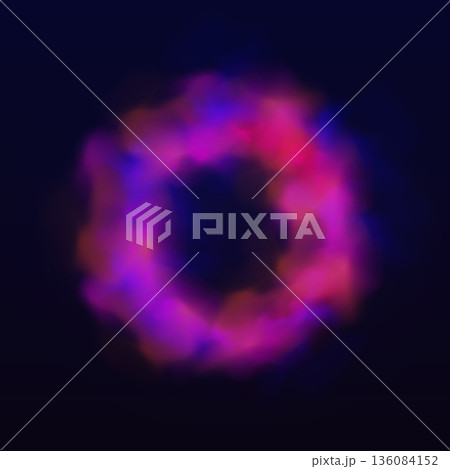 Red neon halo with smoke, glowing ring with luminous aura on dark background, bright circle fog effect, haze flare light Red neon halo with smoke, glowing ring with luminous aura on dark background, bright circle fog effect, haze flare light 136084152