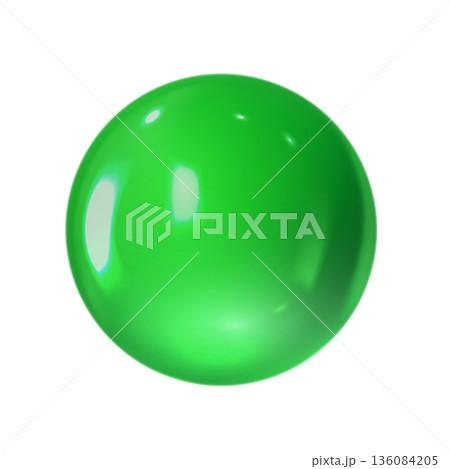 Realistic 3D green glass ball with glares and highlights, vector volume glossy sphere, spherical figure shape, bubble Realistic 3D green glass ball with glares and highlights, vector volume glossy sphere, spherical figure shape, bubble 136084205