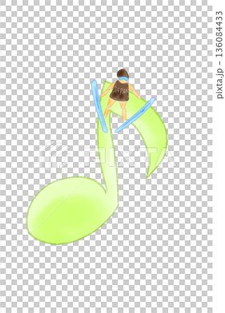 Musical note with skier 136084433