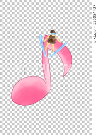 Musical note with skier Musical note with skier 136084437