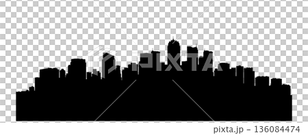 black and white big city silhouette without background 136084474