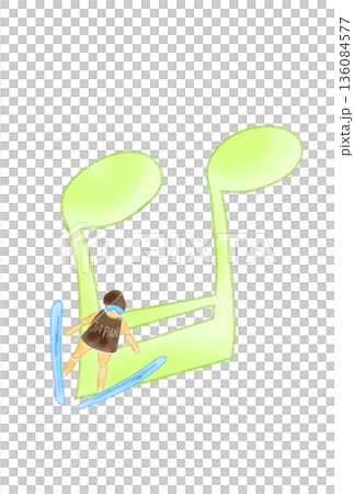Musical note with skier Musical note with skier 136084577