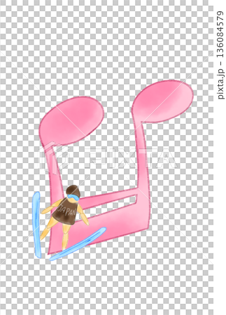 スキーの選手が付いた音符 136084579