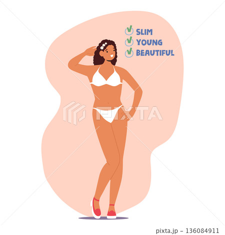 Traditional feminine body stereotypes, beauty standards according to societal expectations 136084911