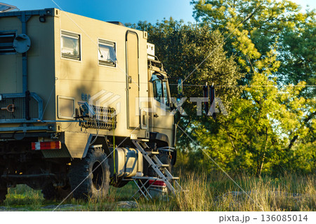Offroad camper 4x4 truck on nature 136085014