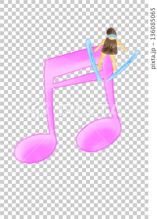 Musical note with skier 136085065