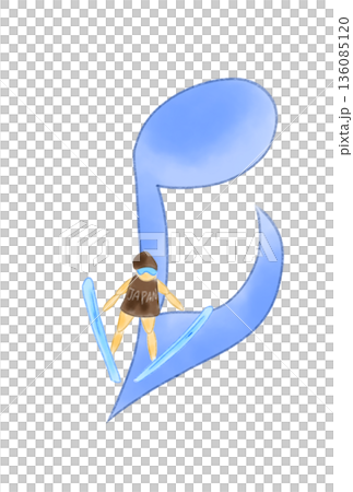 スキー選手の付いた音符 136085120