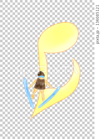 スキー選手の付いた音符 136085121