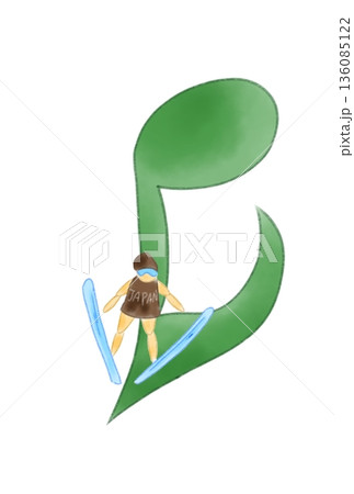 スキー選手の付いた音符 136085122