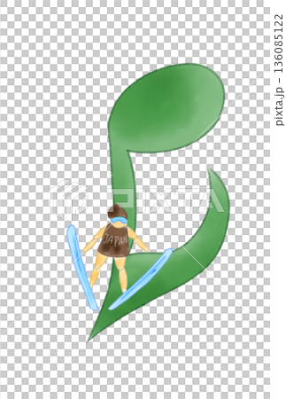 スキー選手の付いた音符 136085122