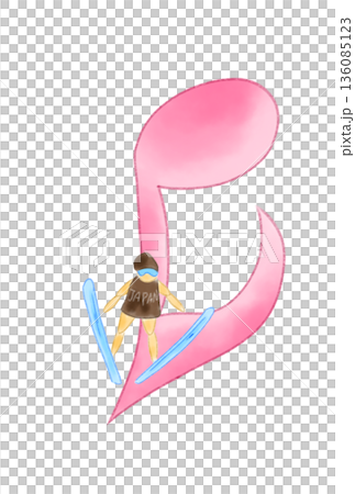 スキー選手の付いた音符 136085123