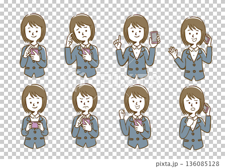 スマホを操作する女性会社員 スマホを操作する女性会社員 136085128