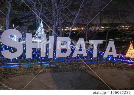 SHIBATA文字モニュメントと光の夜景 しばたファンタジーイルミネーション 136085253