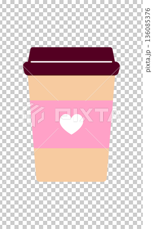 シンプルなテイクアウト用のストロベリーラテカップ。コーヒーの紙コップのベクターイラスト。 シンプルなテイクアウト用のストロベリーラテカップ。コーヒーの紙コップのベクターイラスト。 136085376