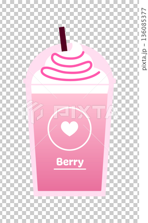 草莓冰沙外帶草莓醬的向量圖。 136085377