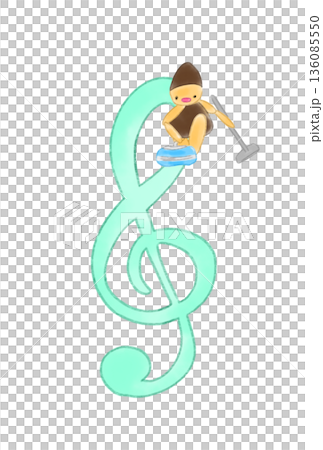 Musical note with curling players Musical note with curling players 136085550