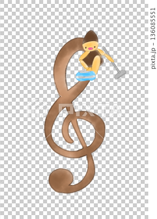 Musical note with curling players Musical note with curling players 136085551