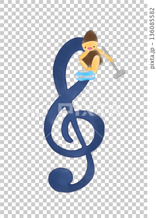 カーリングの選手が付いた音符 136085582