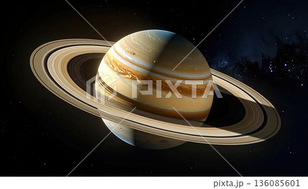 《AI画像》太陽系 土星イメージ 136085601