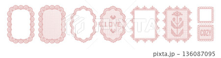 Napkin frame set, hand drawn romantic crochet doily border, holiday lace decoration coquettish print Napkin frame set, hand drawn romantic crochet doily border, holiday lace decoration coquettish print 136087095
