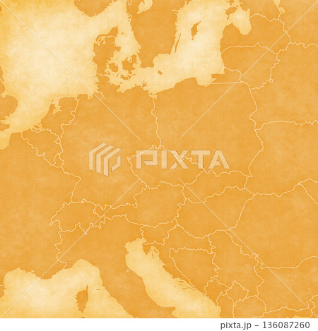 Ocher map of Central Europe - Blank map 136087260