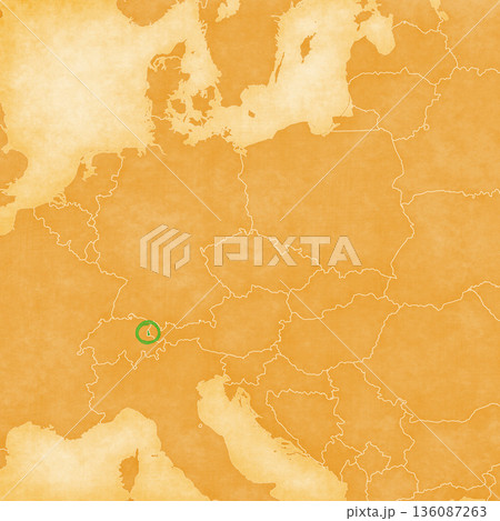 Ocher map of Central Europe - Liechtenstein 136087263