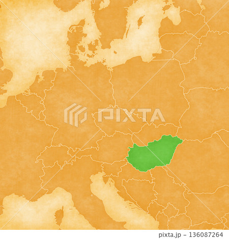 Ocher map of Central Europe - Hungary 136087264
