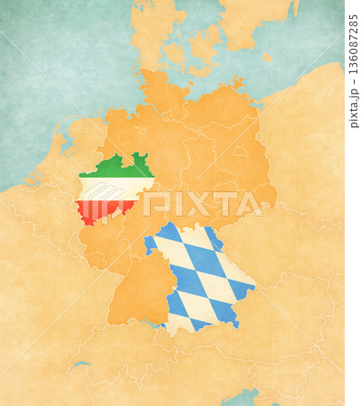 Map of Germany - Bavaria and North Rhine-Westphalia Map of Germany - Bavaria and North Rhine-Westphalia 136087285