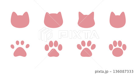 猫・肉球のシルエットアイコン 手書き ベクターのイラスト 猫・肉球のシルエットアイコン 手書き ベクターのイラスト 136087333