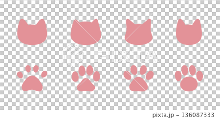 Cat and paw silhouette icon, hand-drawn vector illustration 136087333