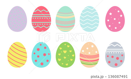 Colorful Easter Egg Collection with Various Patterns 136087491