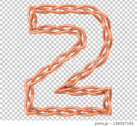 number 2 made of rope 136087598